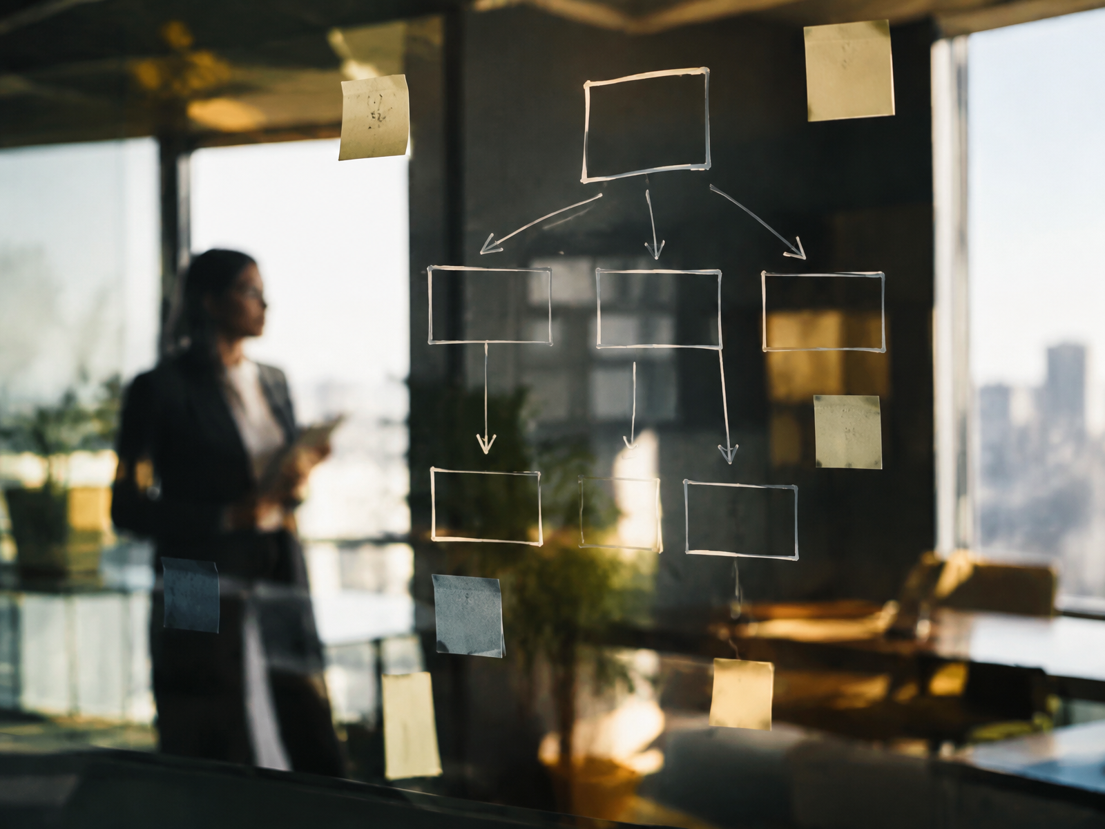 Organizational systems mapped on glass